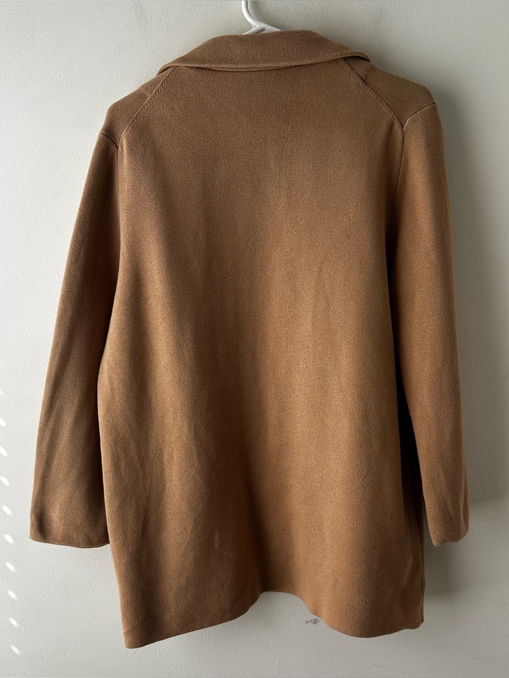 Quince 100% Organic Cotton Knit Blazer Sweater Jacket Camel Tan Large - Picture 8 of 9